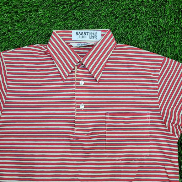 VTG 70s Manhattan Nature Knit Striped Polo Shirt Mens Small 3-Button Placket - Picture 2 of 9